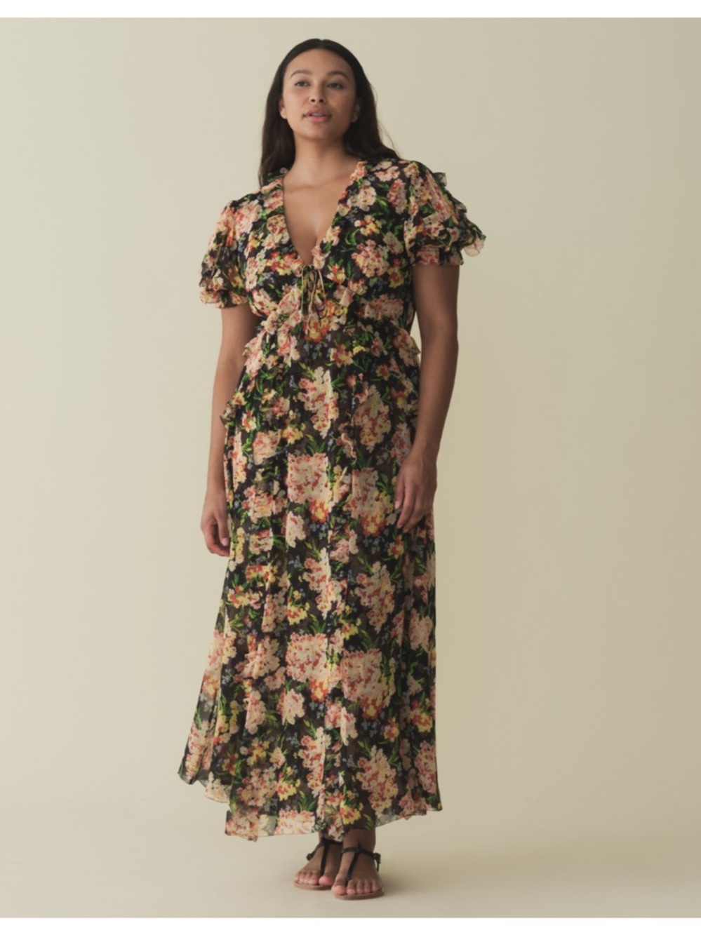 Doen Elisabeth Black Floral Maxi Dress - Picture 3 of 10